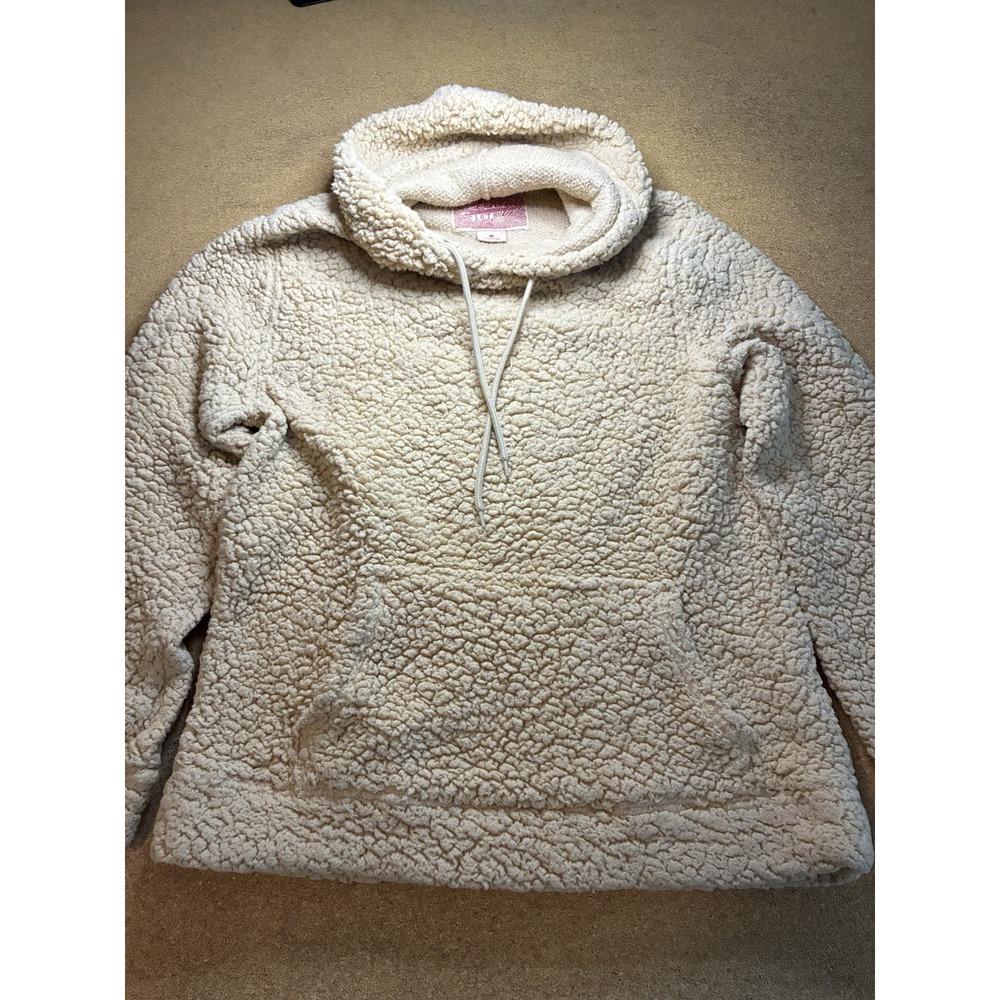 Brooklynn Cloth MFG Co M Women's Beige Sherpa Fleece Pullover Hoodie  Pockets